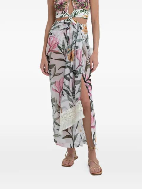 floral fringed maxi skirt by PATBO