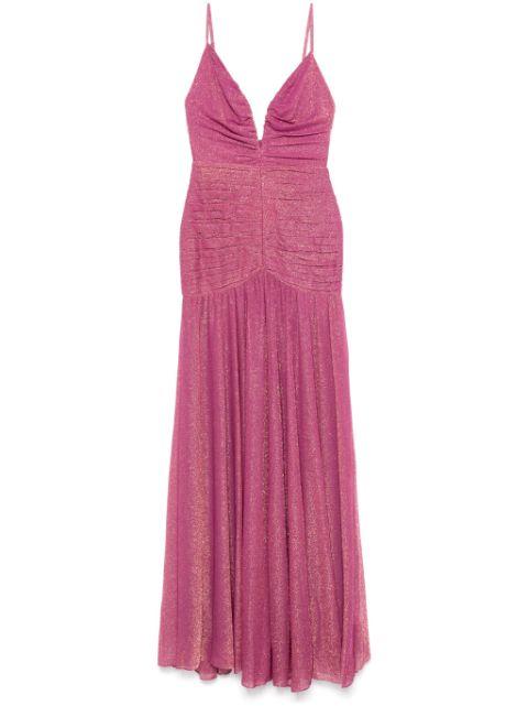 metallic plunge maxi dress by PATBO