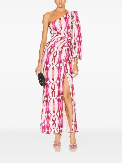 one-shoulder patterned maxi dress by PATBO