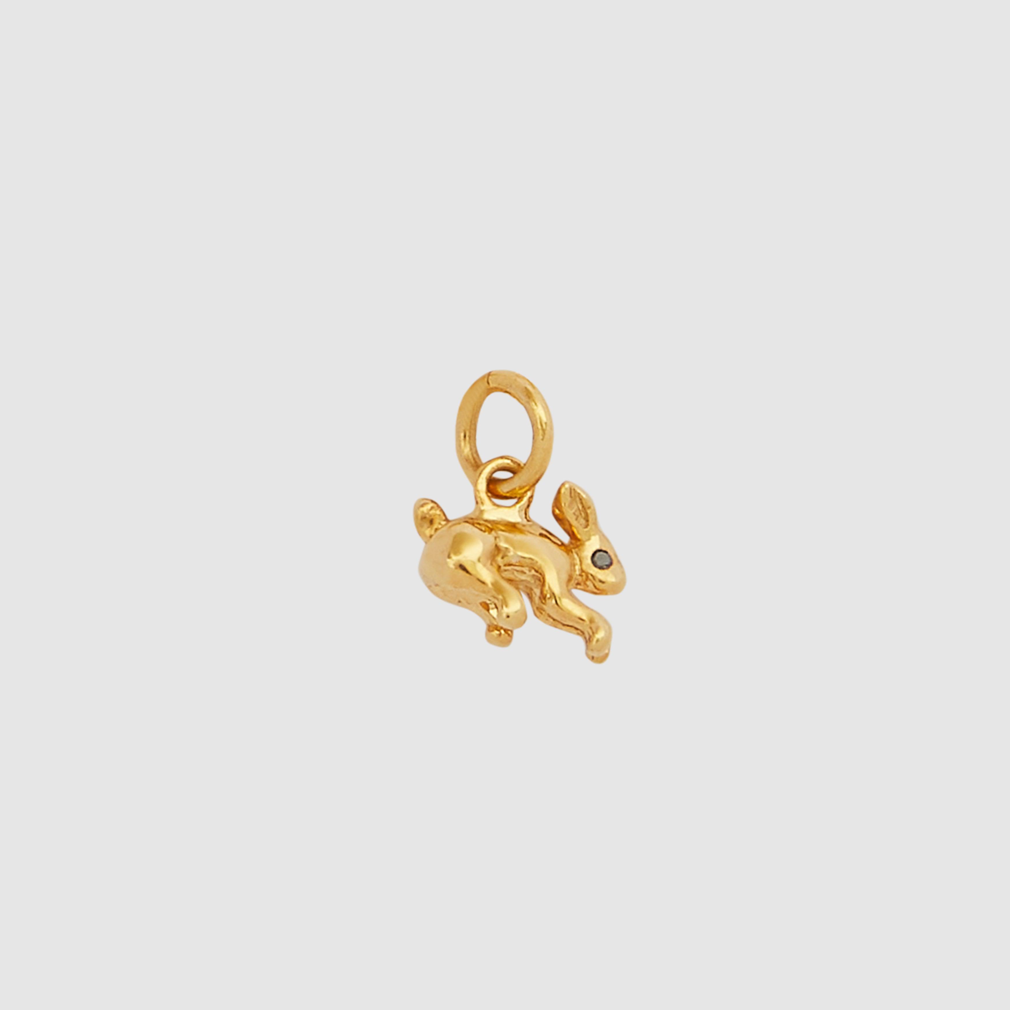 PATCHARAVIPA - DSM Exclusive Tiny Black Eye Rabbit Necklace - (Yellow Gold) by PATCHARAVIPA