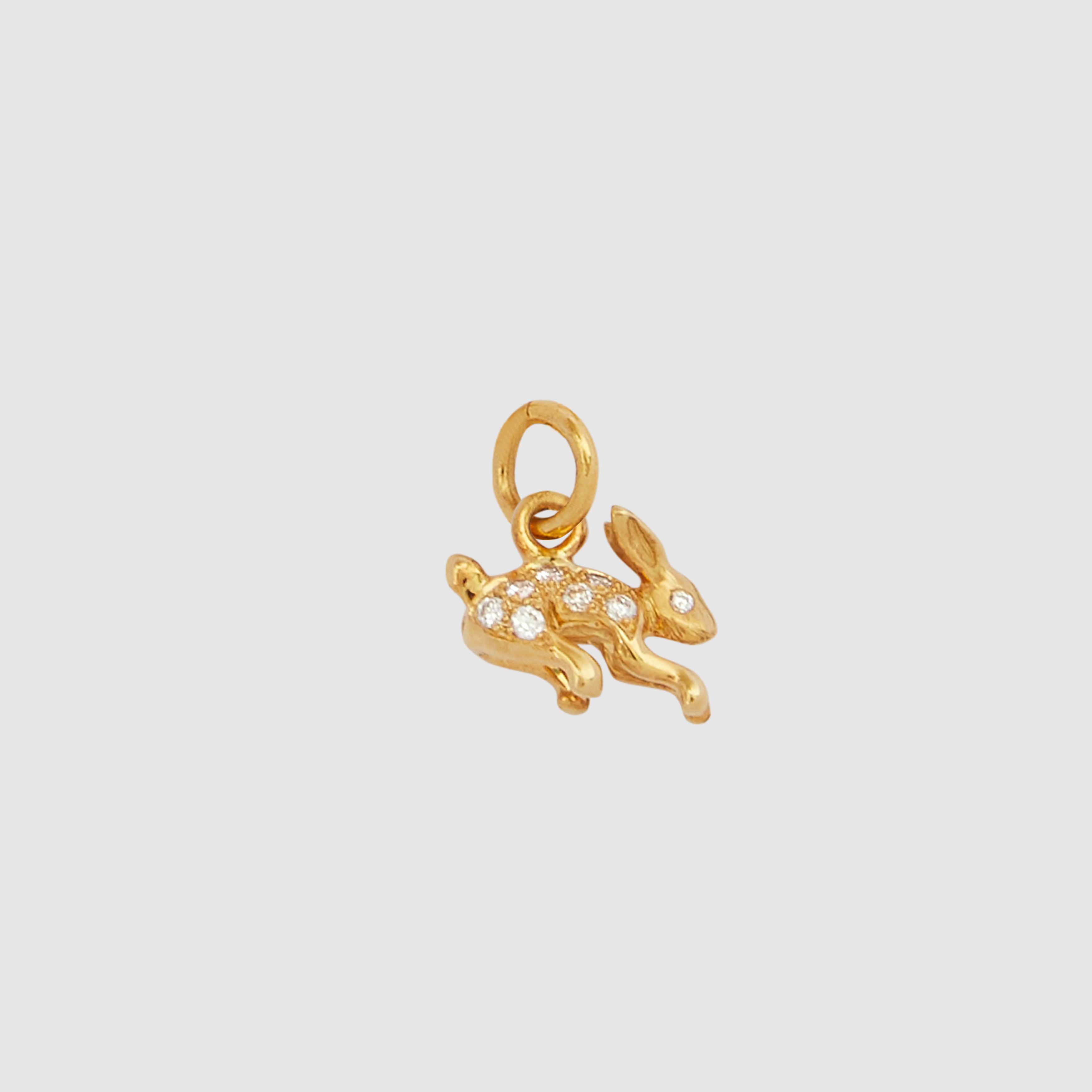 PATCHARAVIPA - DSM Exclusive Tiny Diamond Rabbit Necklace - (Yellow Gold) by PATCHARAVIPA