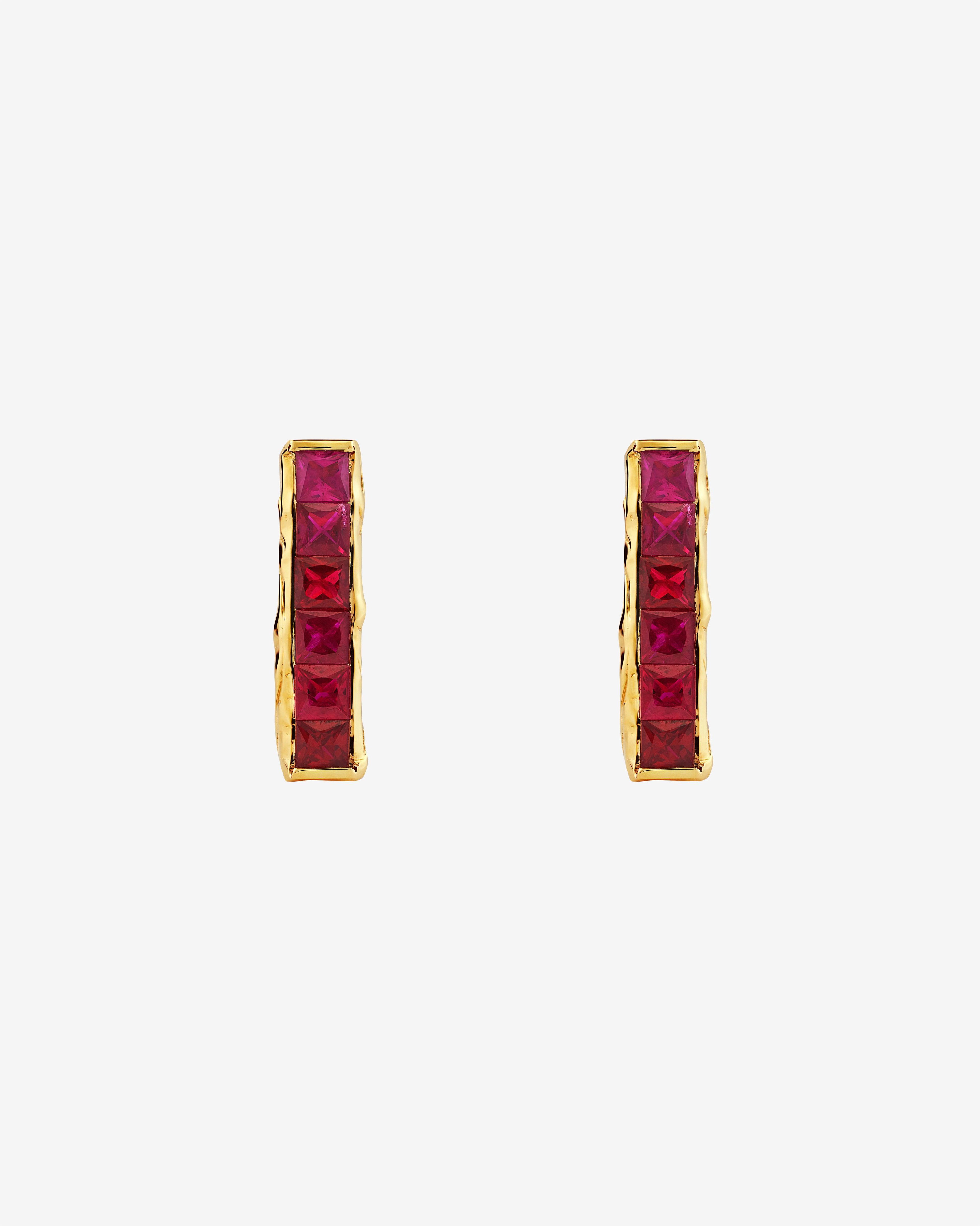 Patcharavipa - Women's Ruby Track Earrings - (Yellow Gold) by PATCHARAVIPA