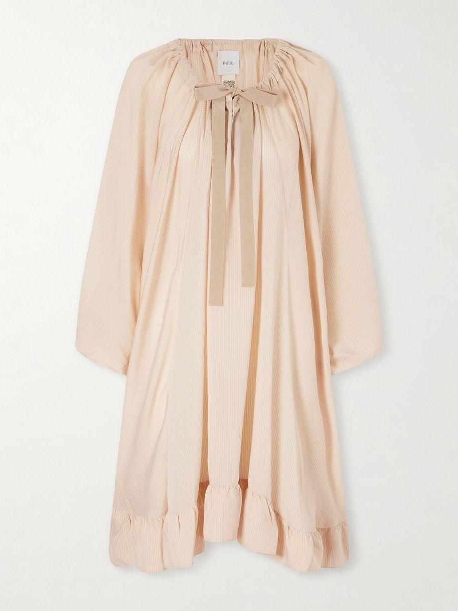 Bow-detailed striped Lyocell and silk-blend mini dress by PATOU