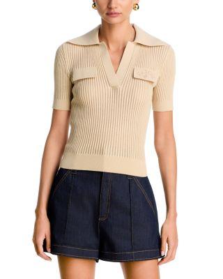 Embroidered Knit Polo Top by PATOU