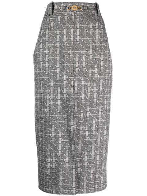 JP monogram slit midi skirt by PATOU