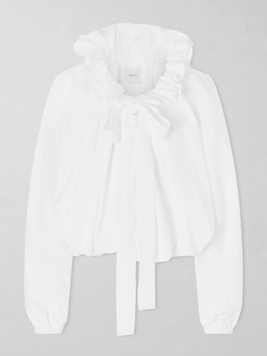 Tie-detailed ruffled cotton-poplin blouse by PATOU