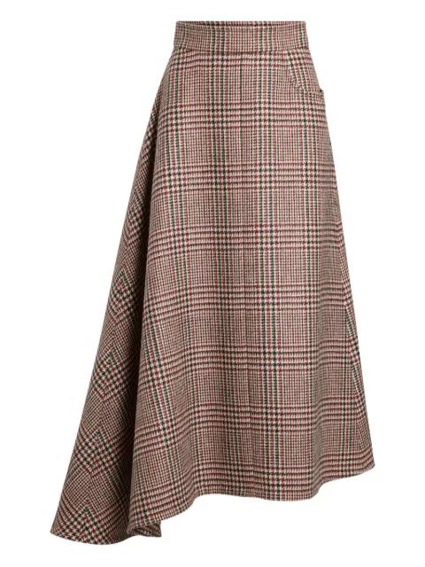 asymmetric houndstooth midi skirt by PATOU