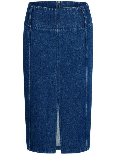 belted denim midi skirt by PATOU
