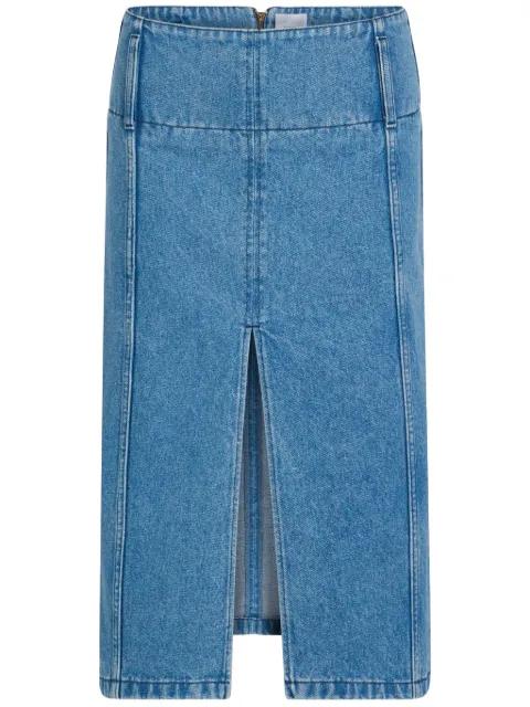 belted denim midi skirt by PATOU