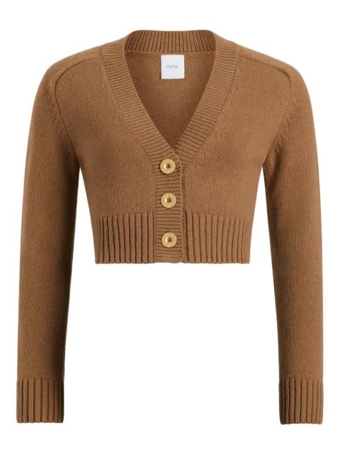 button-embellished elbow-patch cardigan by PATOU