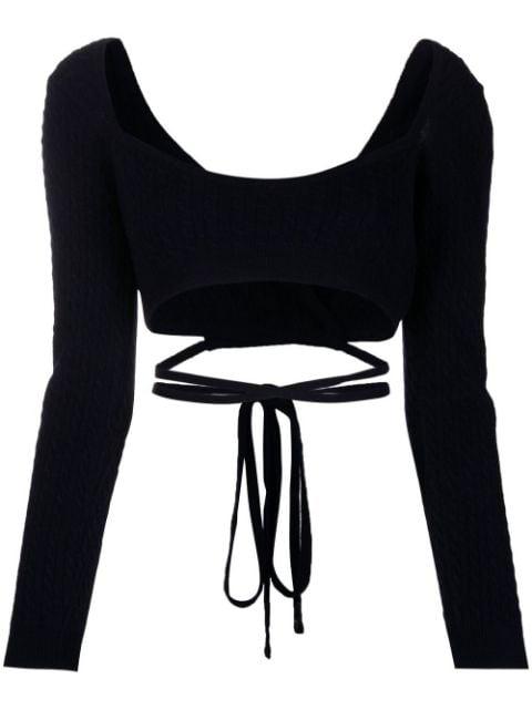 cropped tie-fastening top by PATOU
