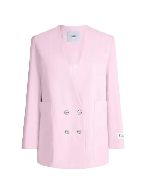 double-breasted collarless blazer by PATOU