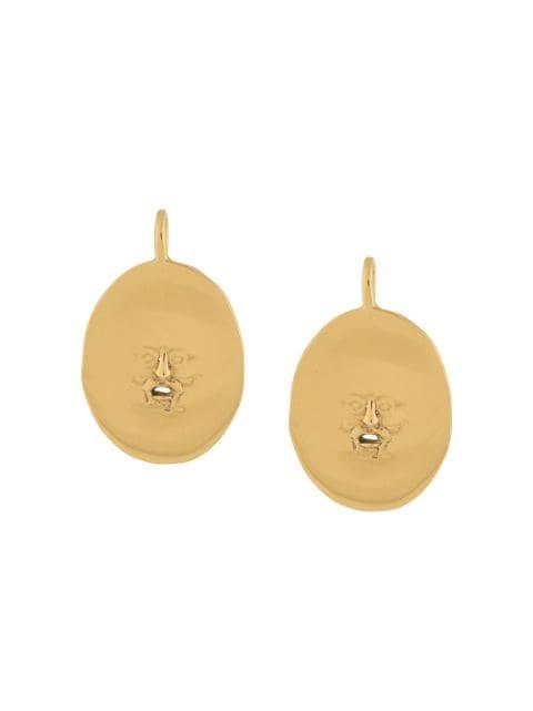 face-motif brass earrings by PATOU