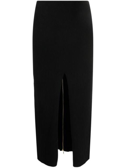 front-slit ribbed-knit midi skirt by PATOU