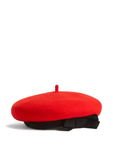 grosgrain-bow wool beret by PATOU