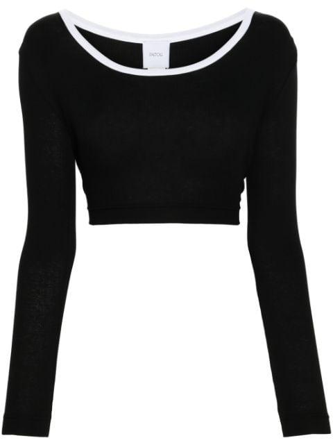 logo-appliqué ribbed crop top by PATOU