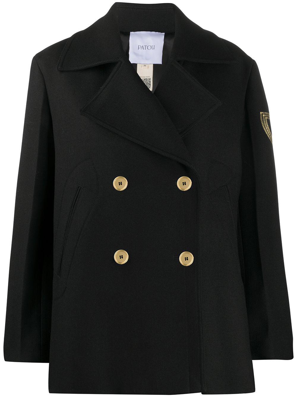 logo-embroidered wool peacoat by PATOU
