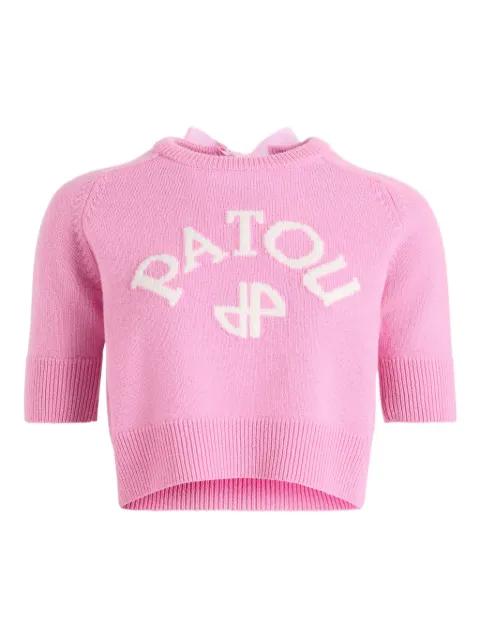 logo-intarsia ribbon-detailed sweater by PATOU
