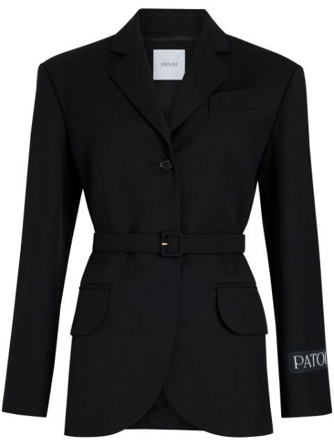 logo-patch belted blazer by PATOU