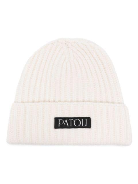 logo-patch ribbed beanie by PATOU