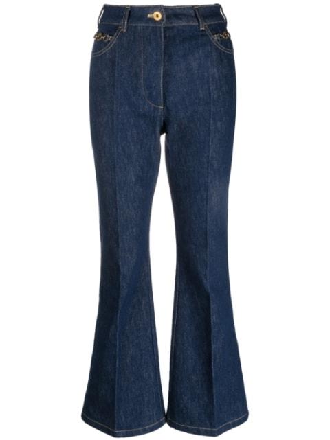 organic-denim flared jeans by PATOU