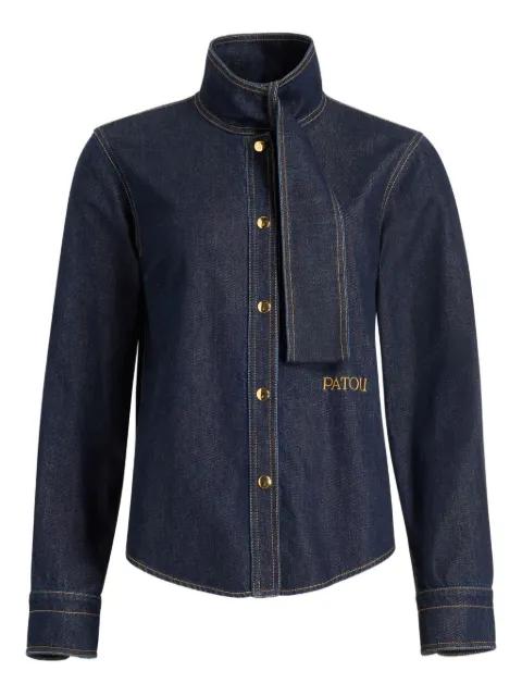 scarf-collar denim shirt by PATOU