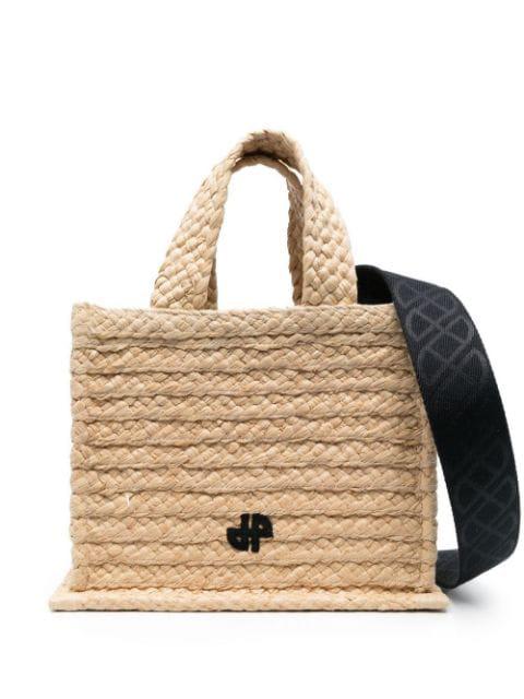 small JP raffia tote bag by PATOU