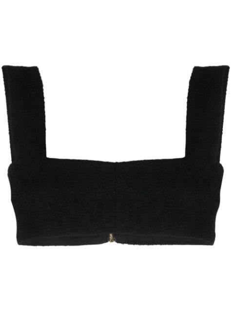 square-neck tweed crop top by PATOU