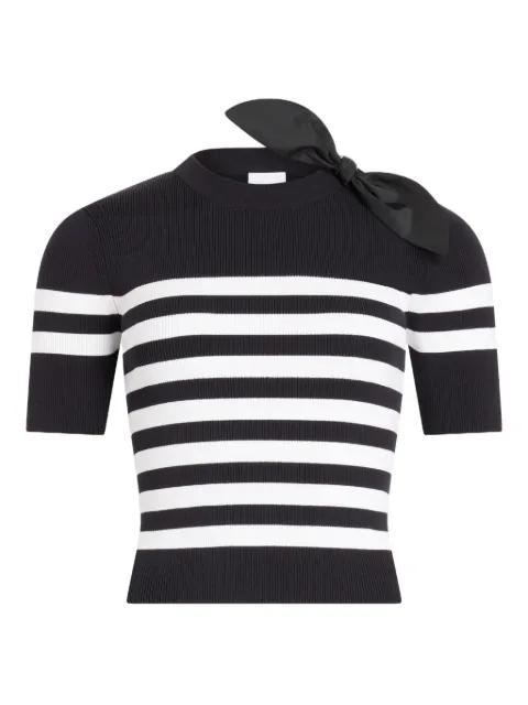 striped bow-detail knitted T-shirt by PATOU
