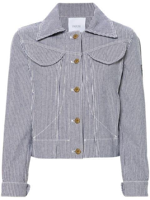 striped cropped denim jacket by PATOU