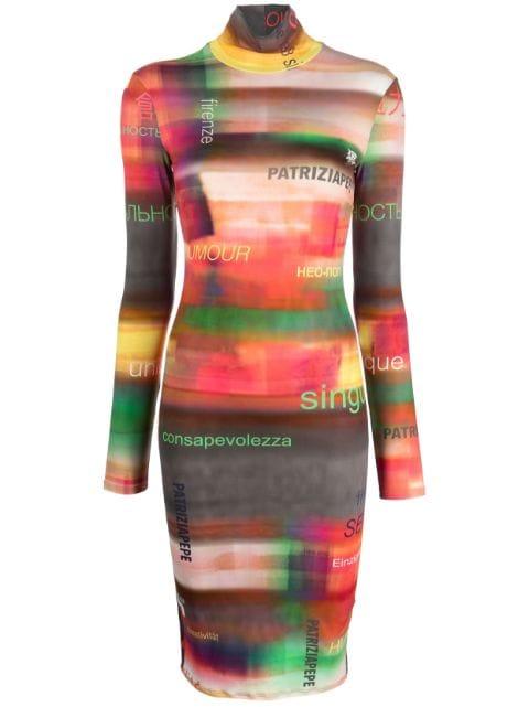Glossy slogan-print midi dress by PATRIZIA PEPE