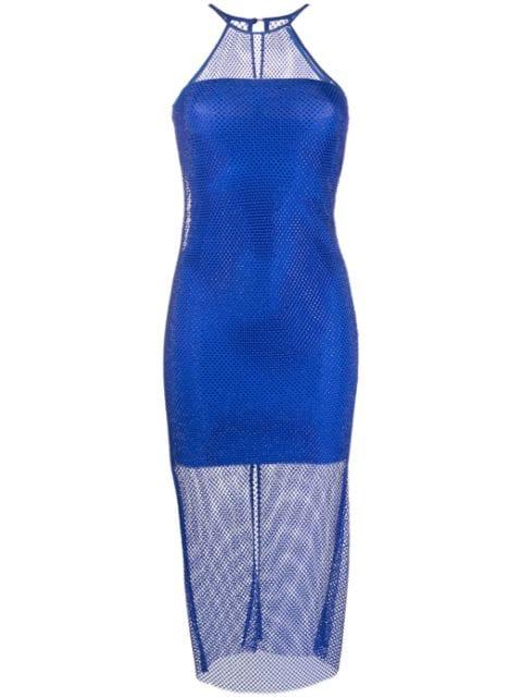 Rhinestone-embellished mesh midi dress by PATRIZIA PEPE