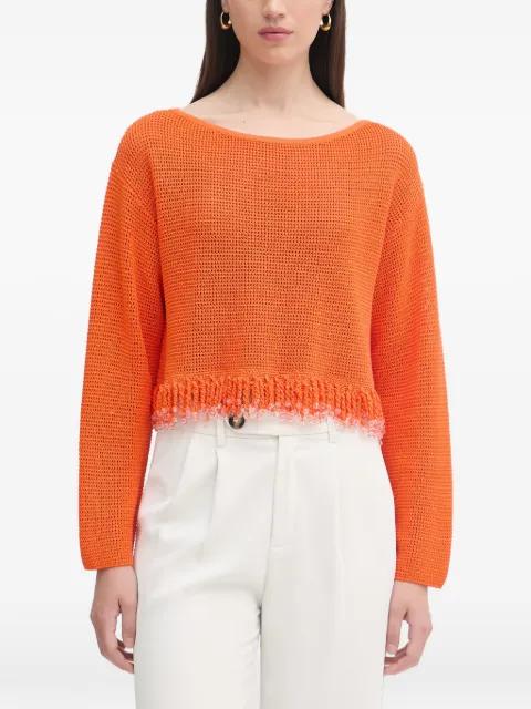 beaded fringe-trim mesh top by PATRIZIA PEPE