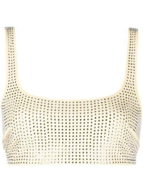 crystal embellished crop tank top by PATRIZIA PEPE