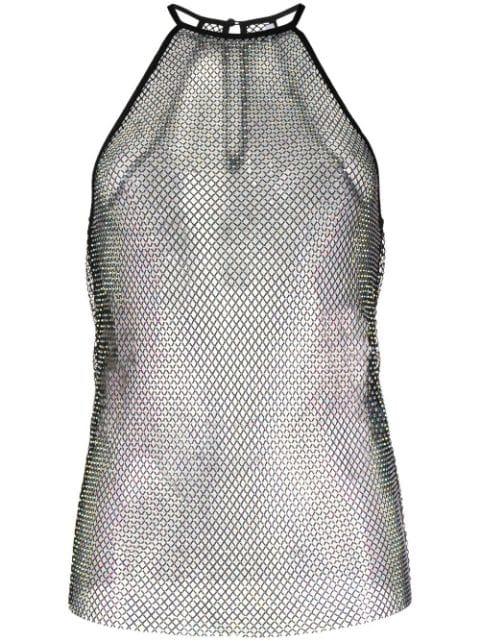 crystal-embellished mesh top by PATRIZIA PEPE