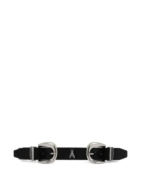 double-buckle leather belt by PATRIZIA PEPE