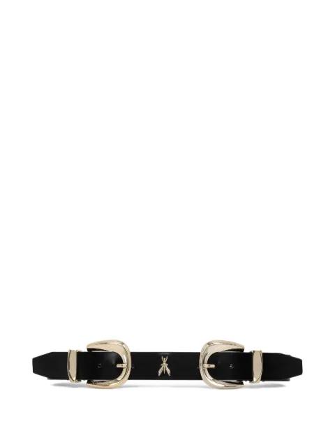 double-buckle leather belt by PATRIZIA PEPE
