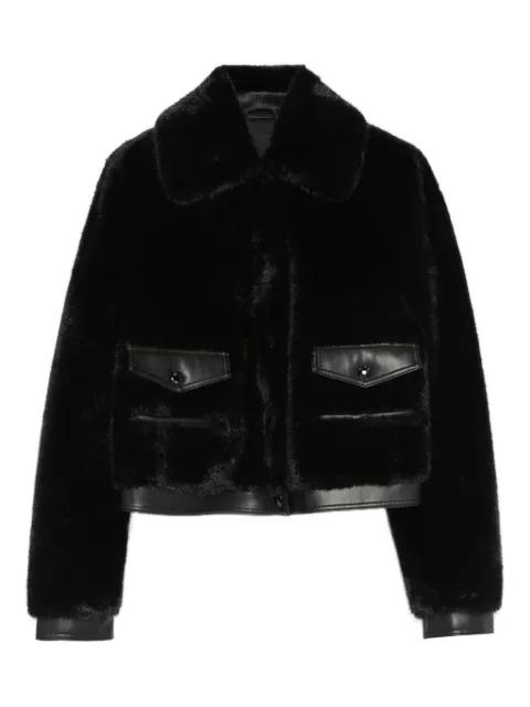 faux-fur leather-trimmed jacket by PATRIZIA PEPE