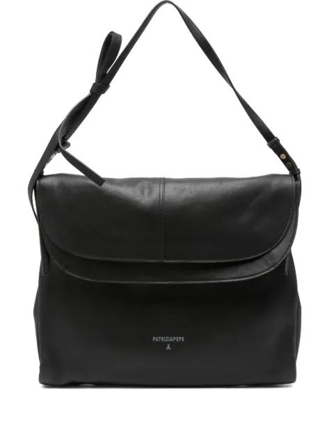 flap-closure leather shoulder bag by PATRIZIA PEPE