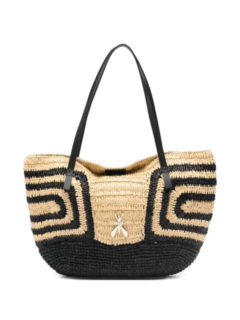 geometric-pattern raffia beach bag by PATRIZIA PEPE