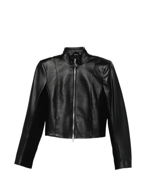 knitted inserts leather biker jacket by PATRIZIA PEPE