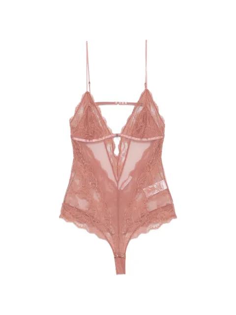 lace-panelled mesh bodysuit by PATRIZIA PEPE