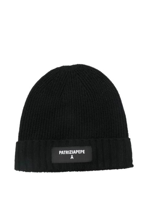 logo-appliqué ribbed-knit beanie by PATRIZIA PEPE