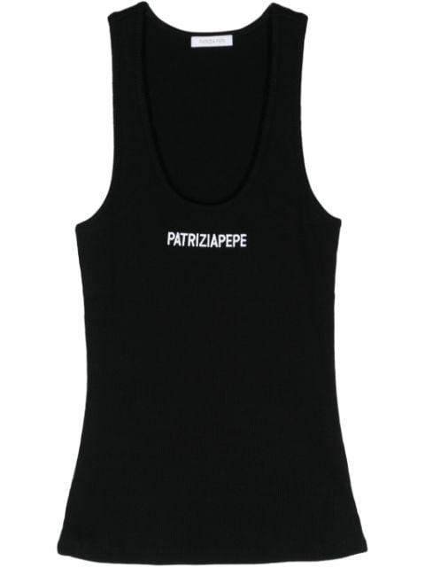 logo-embroidered cotton top by PATRIZIA PEPE