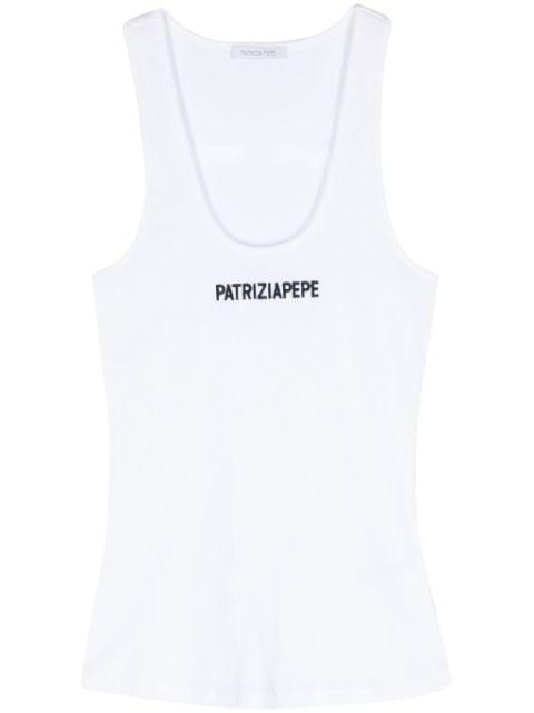 logo-embroidered cotton top by PATRIZIA PEPE