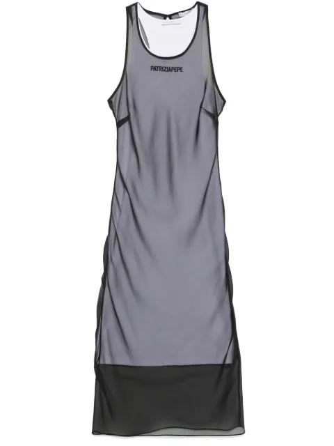 logo-embroidered layered midi dress by PATRIZIA PEPE