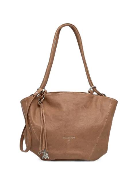 logo-print calf leather tote bag by PATRIZIA PEPE