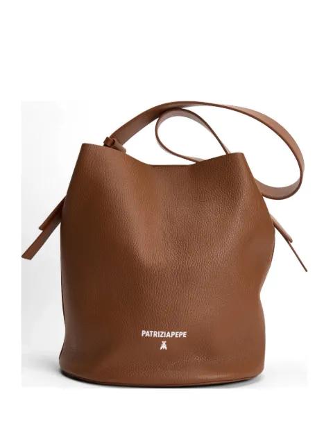 logo-print pebbled shoulder bag by PATRIZIA PEPE