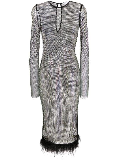 rhinestone-embellished sheer midi dress by PATRIZIA PEPE