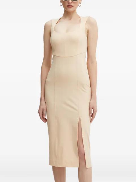 square-neck slit midi dress by PATRIZIA PEPE